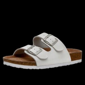 Cushionaire - SZ 6.5 White Lane Cork Footbed Sandal with Buckles